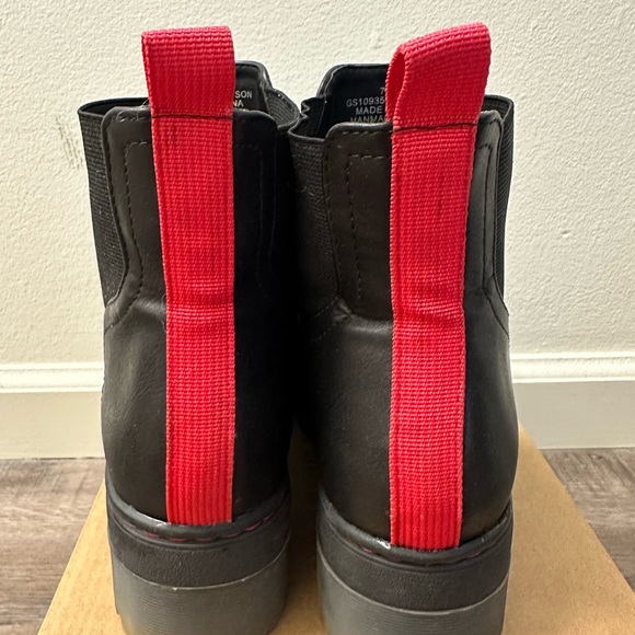 MIA Black and Red Ankle Platform Chelsea Boots with Chunky Platform Sole - Picture 3 of 10
